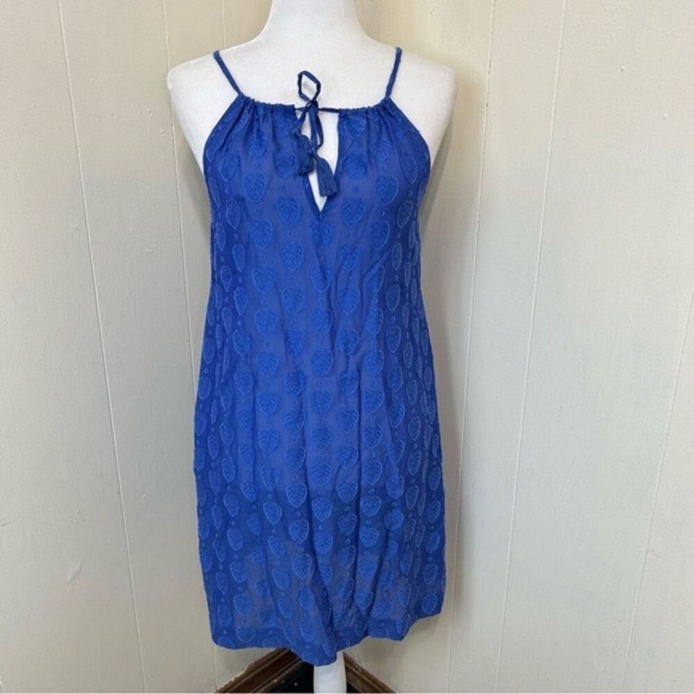 Vineyard Vines Cover Up Blue Cotton Silk Linear Monstera Swing Cover Up Size XXS